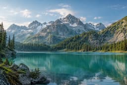 A turquoise lake surrounded by mountains